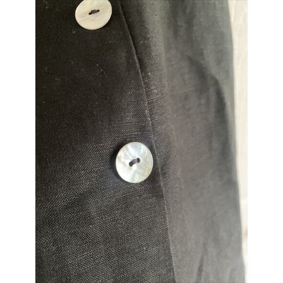 Spiegel Womens 6 Black Linen Blend Dress‎ Pearl Button - Picture 5 of 7
